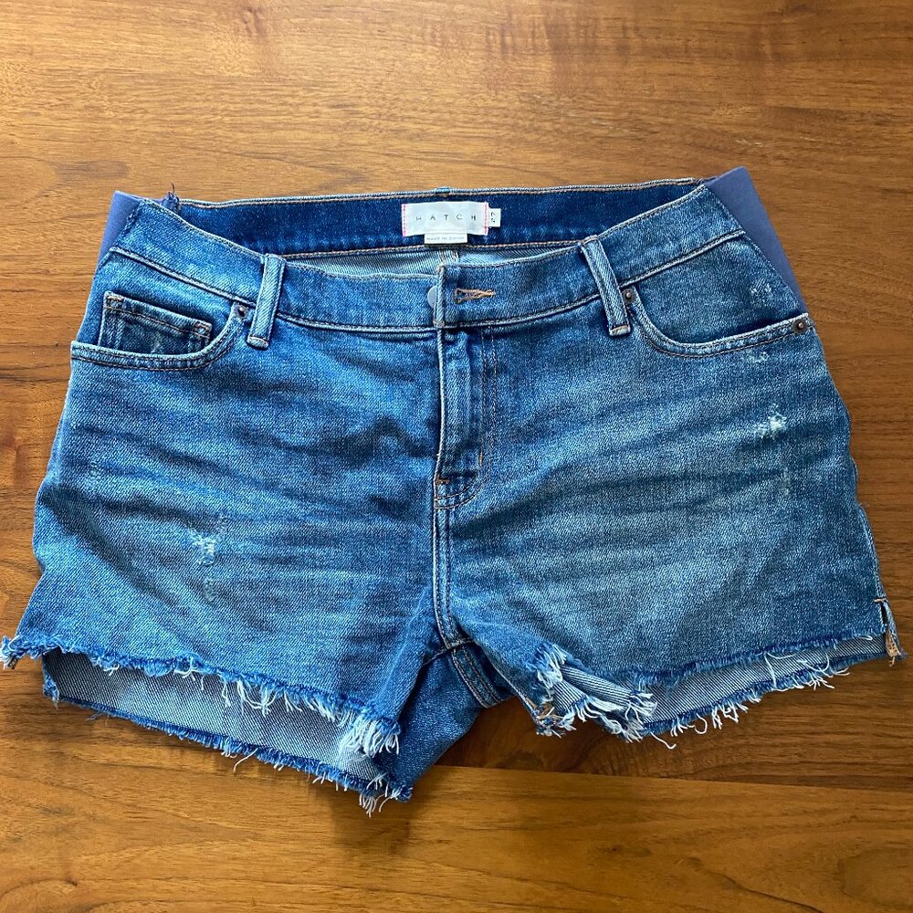 Hatch Denim Cut Off Maternity Shorts - Size 27